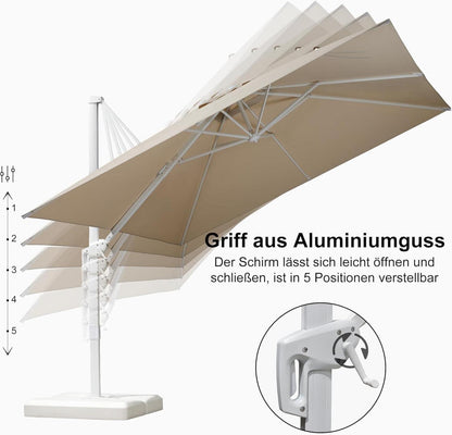 Ampelschirm Rechteckig 270x350 cm, Großer Sonnenschirm mit