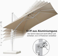 Ampelschirm Rechteckig 270x350 cm, Großer Sonnenschirm mit