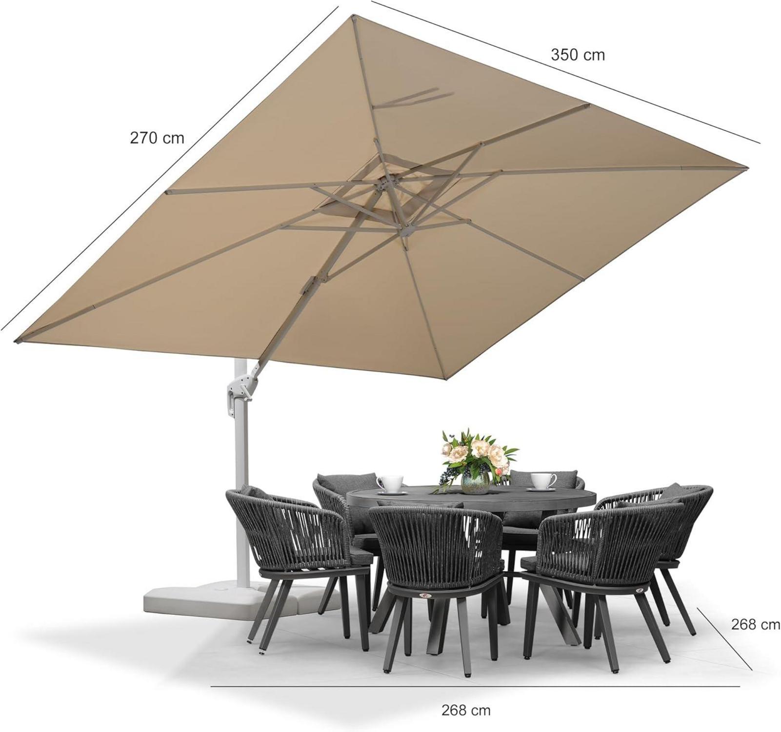 PURPLE LEAF Ampelschirm 270x350cm Rechteckig Weiß BeigeUV-Garten-Terrasse