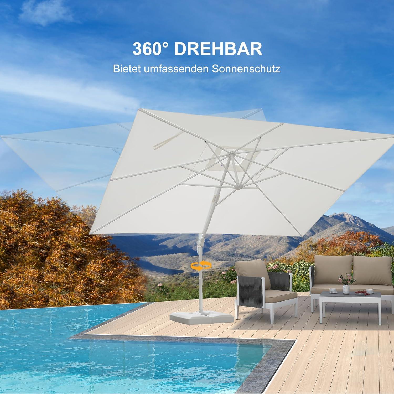 Ampelschirm Rechteckig 300x400 cm, Sonnenschirm