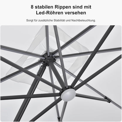 Sonnenschirm 300x300cm Solar LED Aluminium Gartenschirm