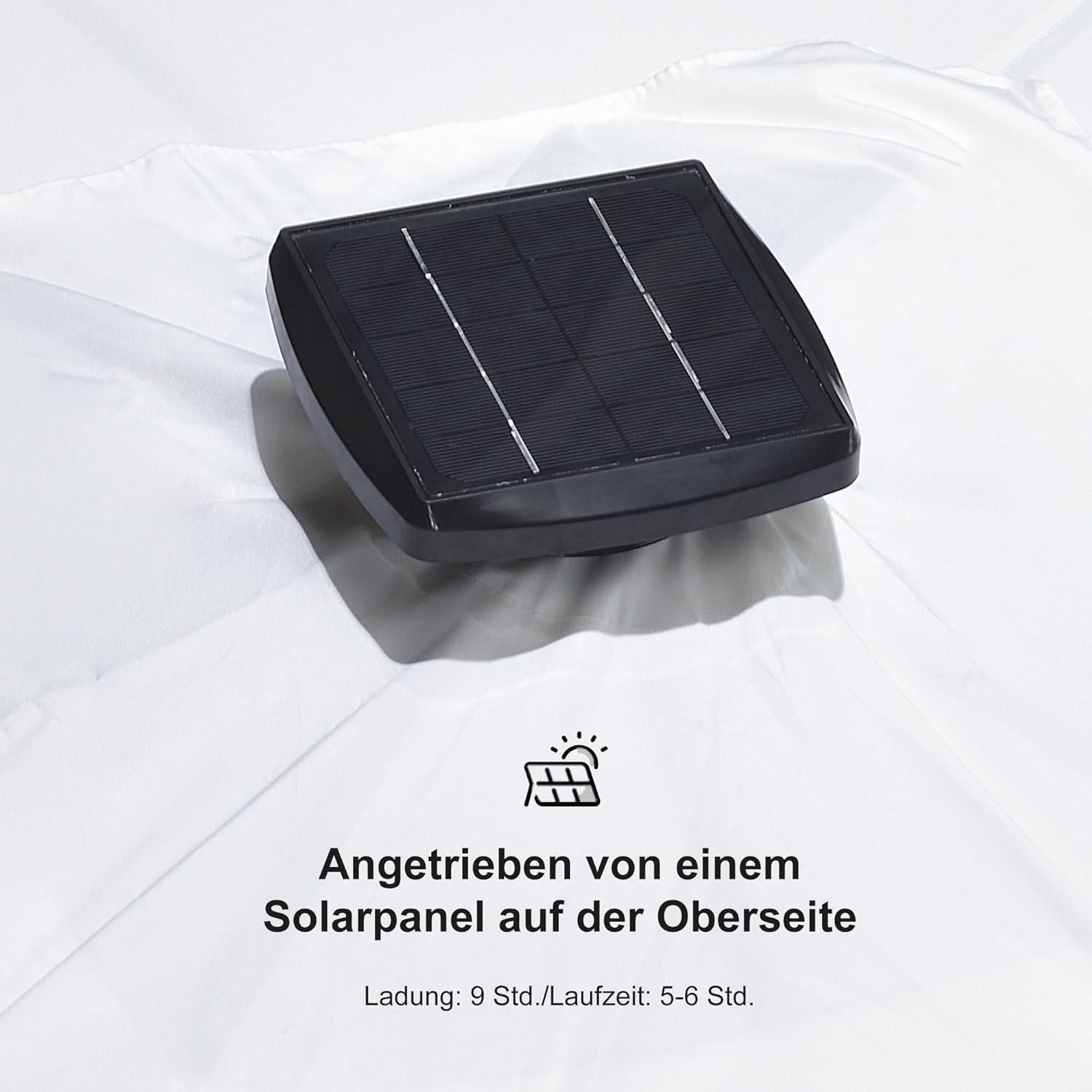 Aluminium Sonnenschirm mit Solar LED Beleuchtung 300x300 cm