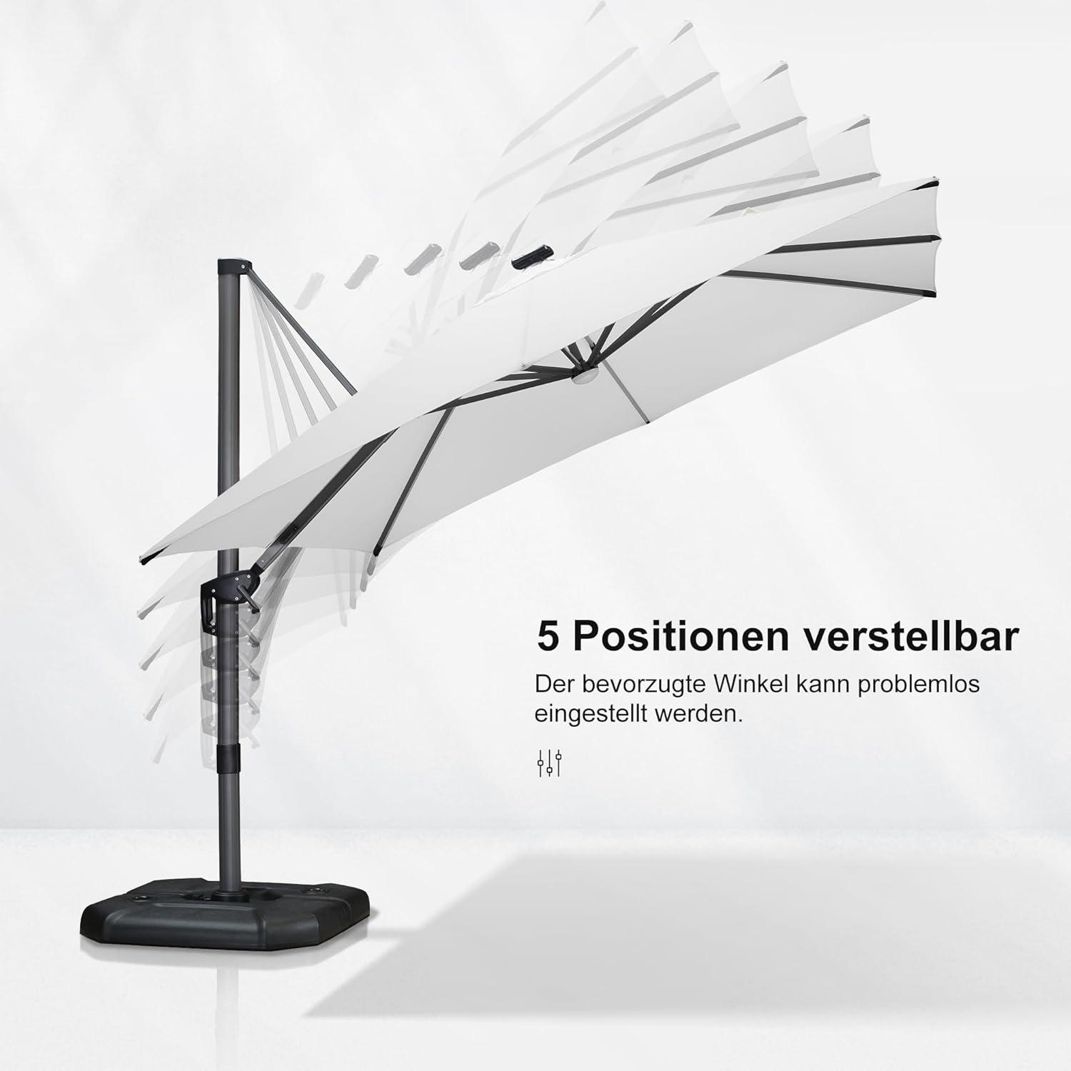 PURPLE LEAF Sonnenschirm 300x300cm mit Solar LED, Aluminium