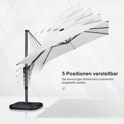 PURPLE LEAF Sonnenschirm 300x300cm mit Solar LED, Aluminium
