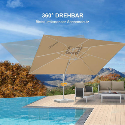 Ampelschirm Rechteckig 300x400 cm Weiß Kurbel UV-beständig Terrasse