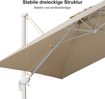 Ampelschirm Rechteckig 300x400 cm Beige UV-beständig Aluminium