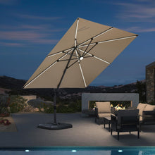 Sonnenschirm mit Solar LED Beleuchtung, Aluminium Ampelschirm