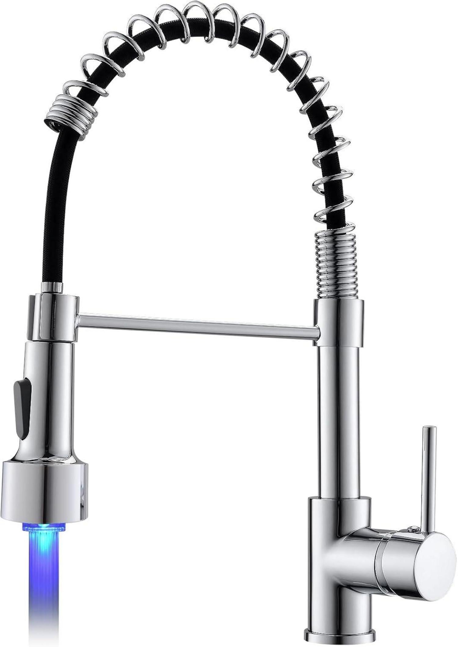 LED Küchenarmatur Chrom mit Spiralfeder 360° Schwenkbar