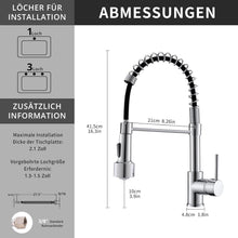 TIMACO LED Küchenarmatur Chrom mit Spiralfeder, Auslauf