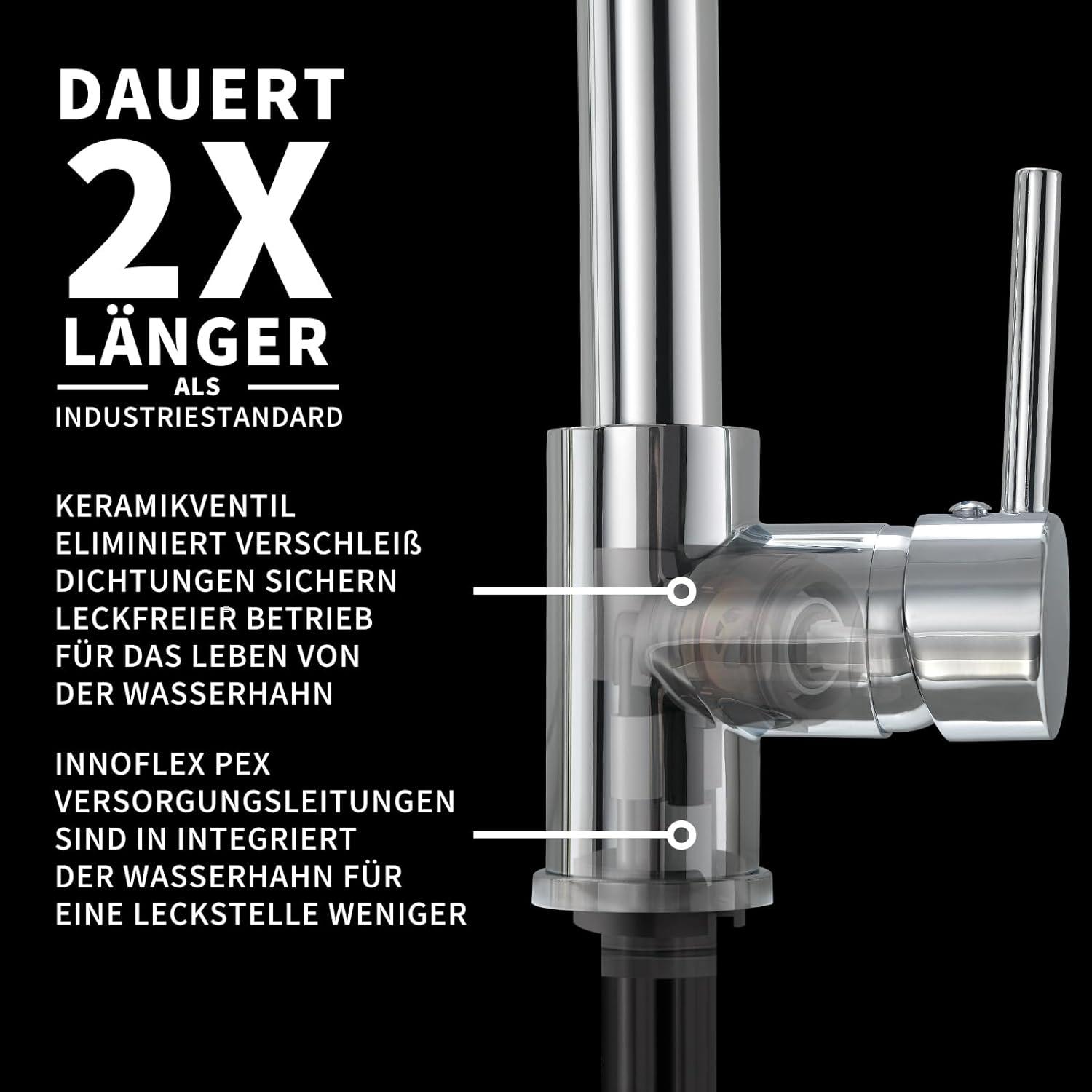 LED Küchenarmatur Chrom Wasserhahn mit