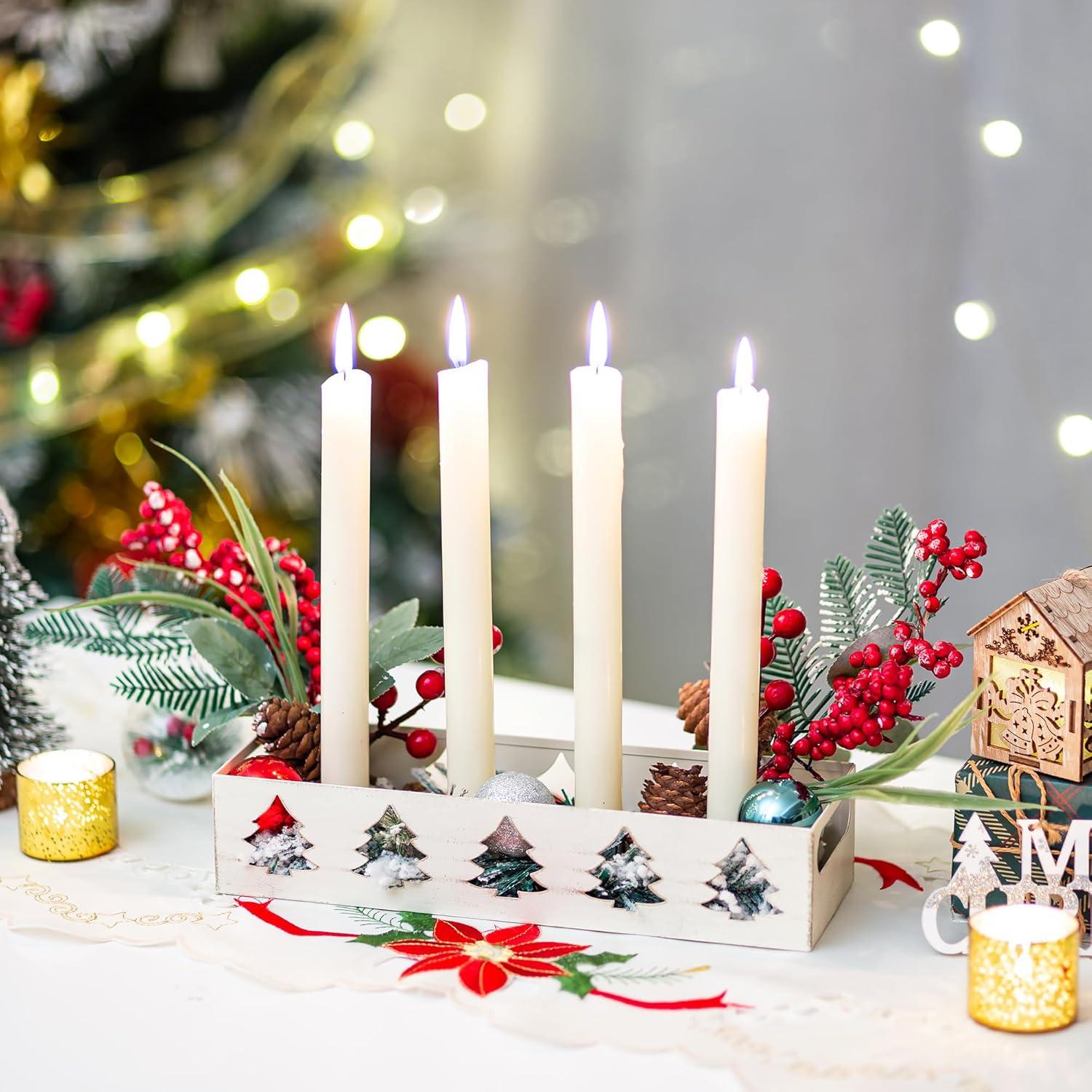 Adventskranz Kerzenhalter Metall Weiß für 4 Stabkerzen - Tischdeko Modern