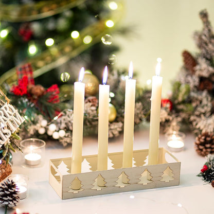 Adventskranz Kerzenhalter Metall Stabkerzen Weiß 4 Kerzen Tablett