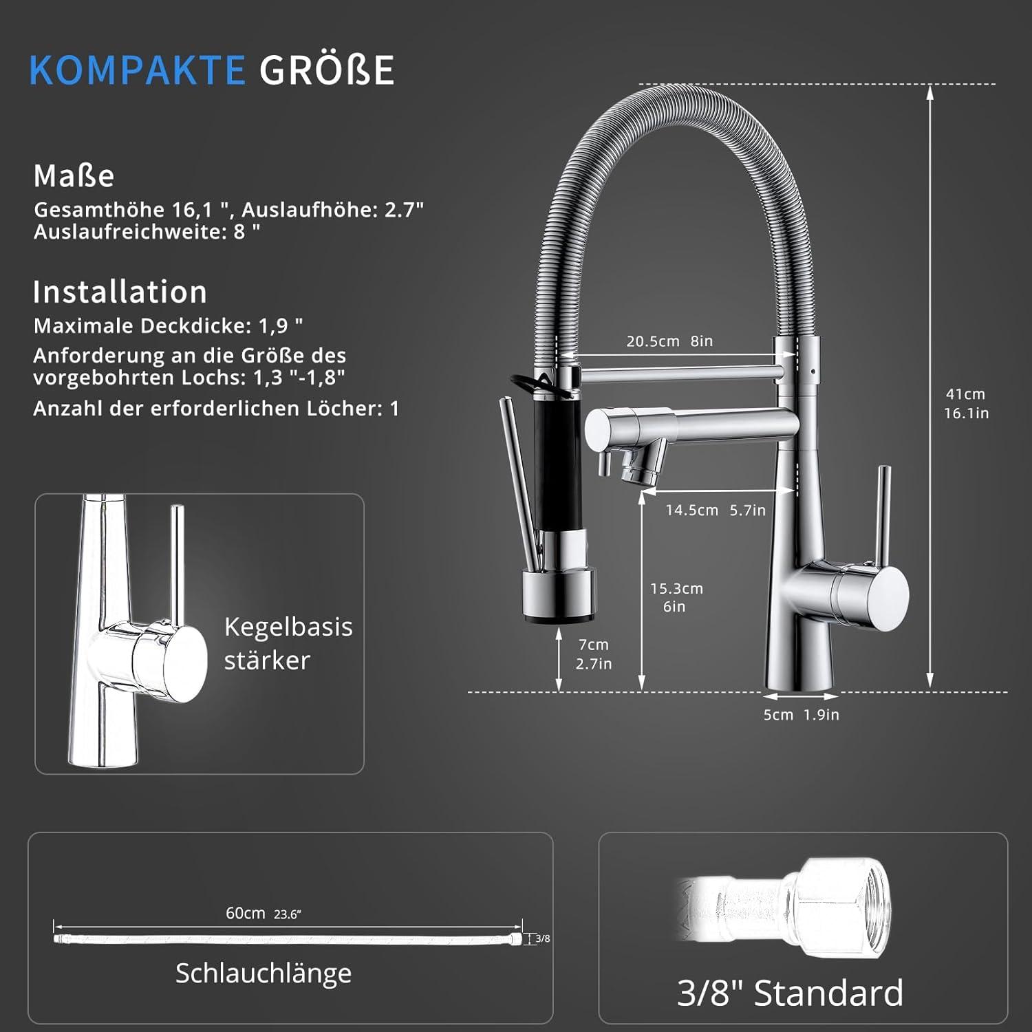 TIMACO Wasserhahn Küche Chrom Schloss Brause Ausziehbar