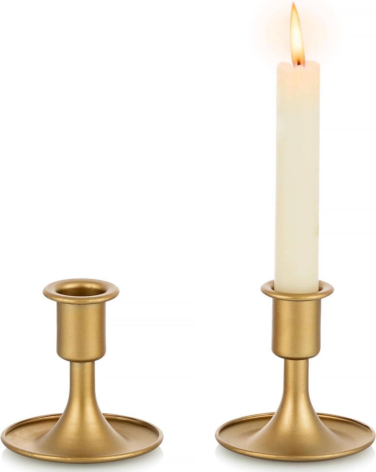 Goldener Kerzenhalter für Stabkerzen 2er Set festlich dekorativ