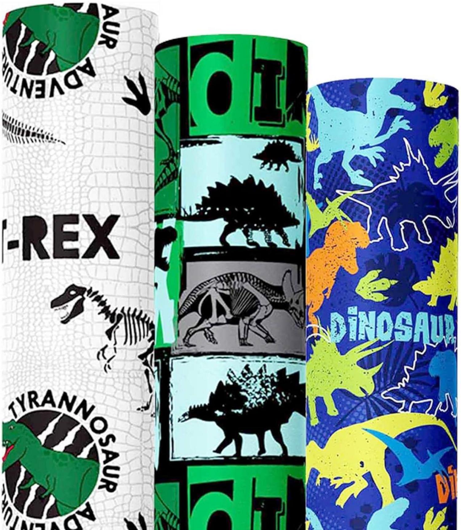 Dinosaurier Geschenkpapier Rolle 3er Set 43x300cm