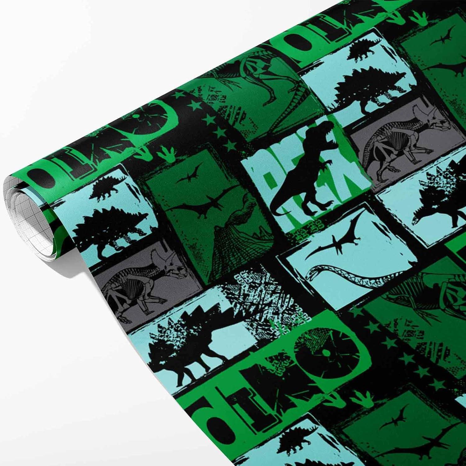 3 Rollen Dinosaurier Geschenkpapier UV-Druck 43x300cm