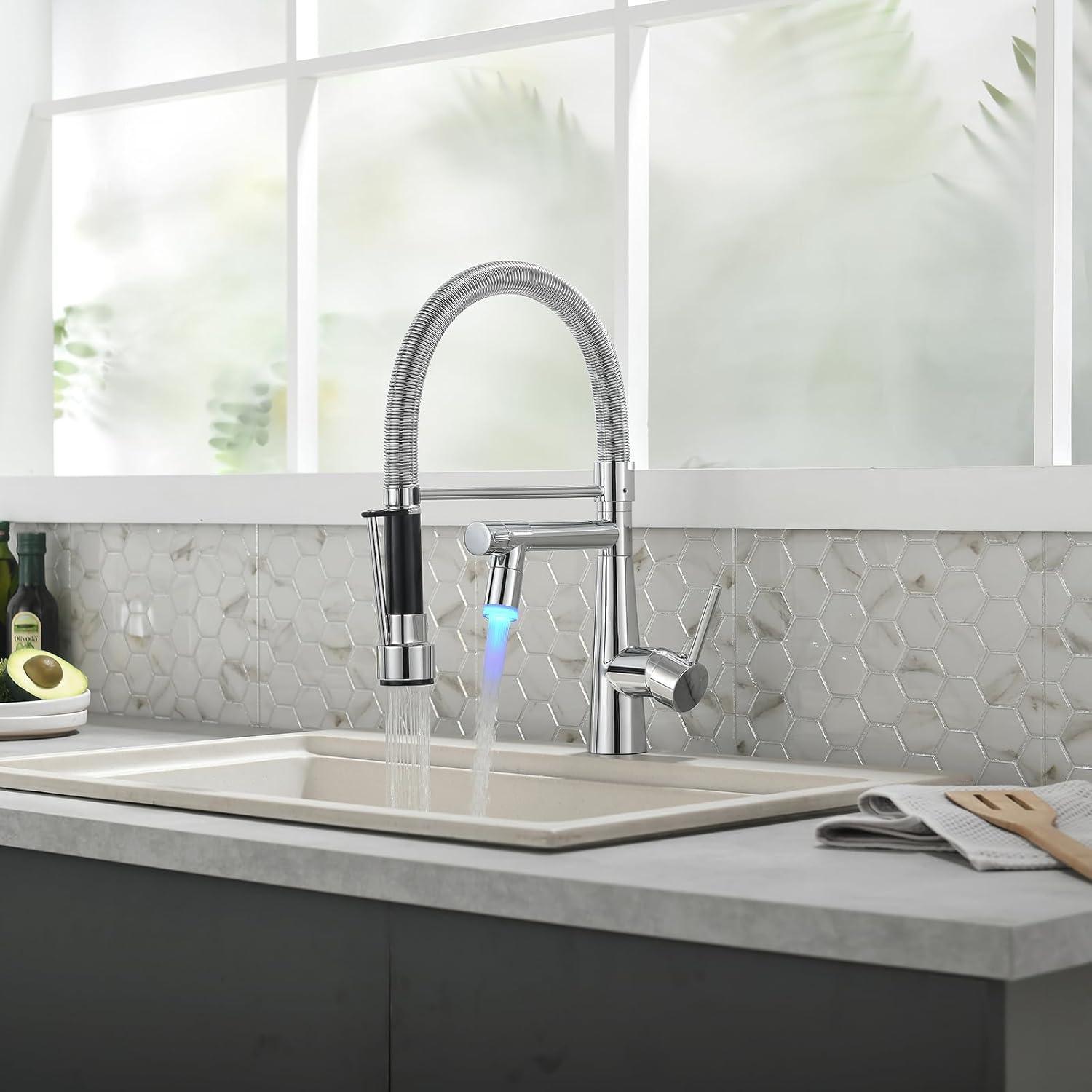 LED Wasserhahn Küche Chrom Schloss Brause Ausziehbar