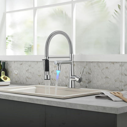 LED Wasserhahn Küche Chrom Schloss Brause Ausziehbar