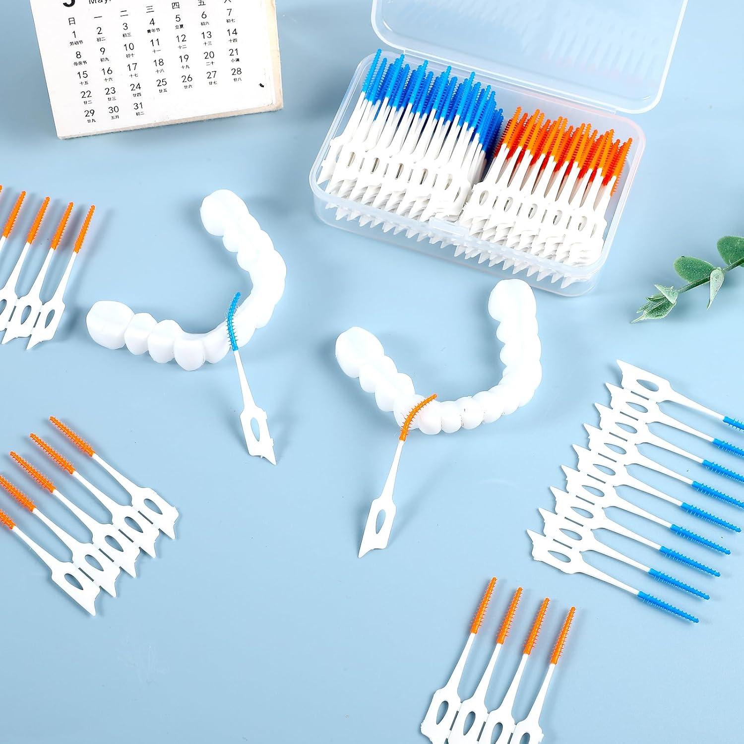 Zahnzwischenraumbürsten 200 Stück Silikon Dentalbürsten Box Zahnseide Stick