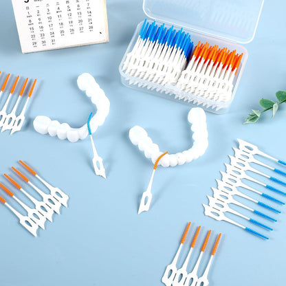 Zahnzwischenraumbürsten 200 Stück Silikon Dentalbürsten Box Zahnseide Stick