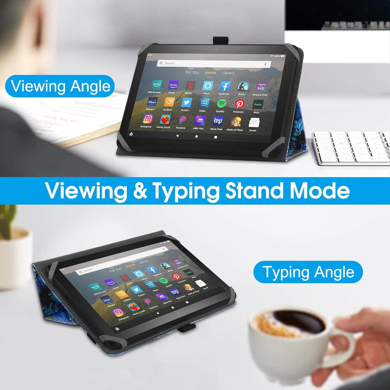 Universelle Tablettenhülle 7-8 Zoll mit Ständer und Handschlaufe - Lila