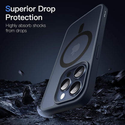iPhone 15 Pro Hülle MagSafe matt durchscheinend blau stoßfest