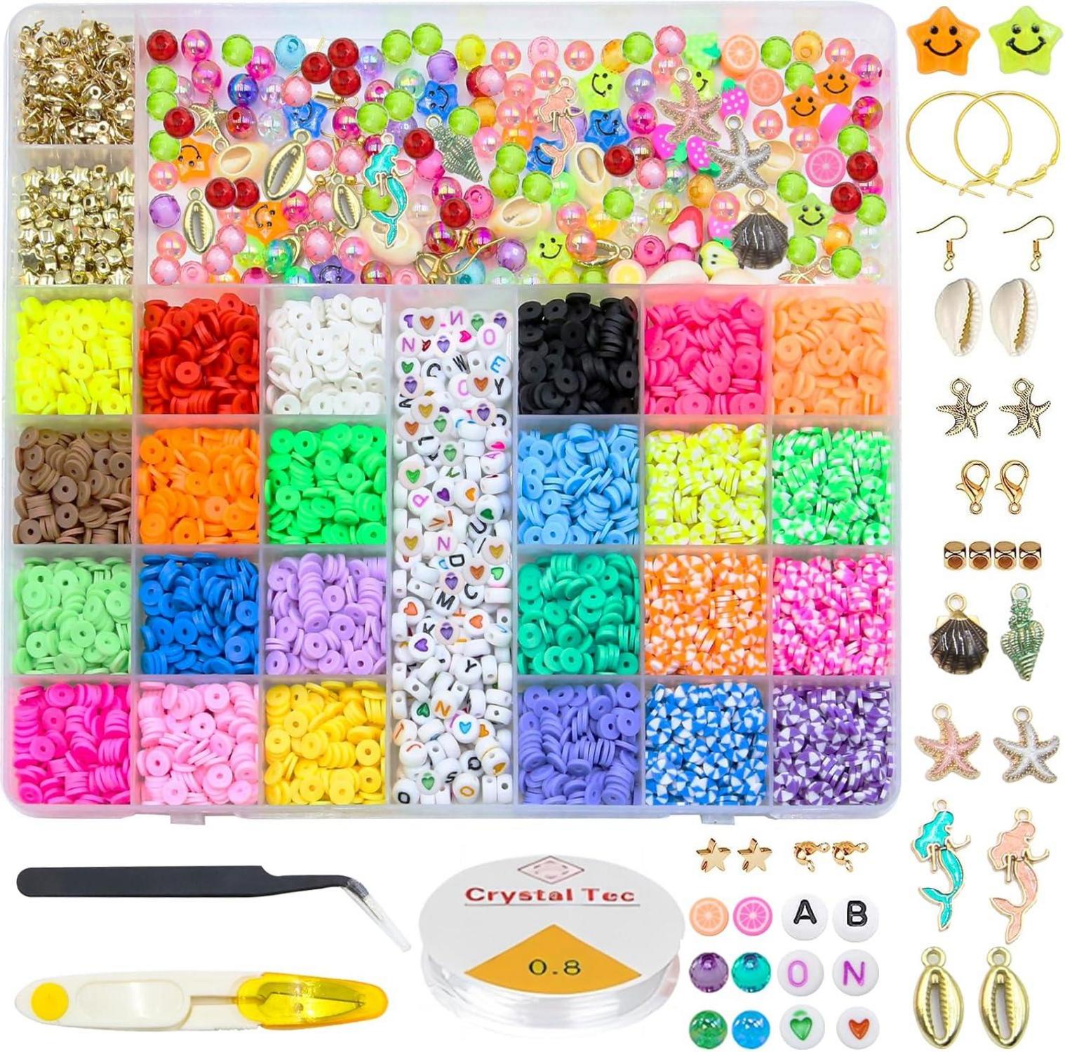 Perlen Set Auffädeln Polymer Clay DIY Schmuck Kindergarten