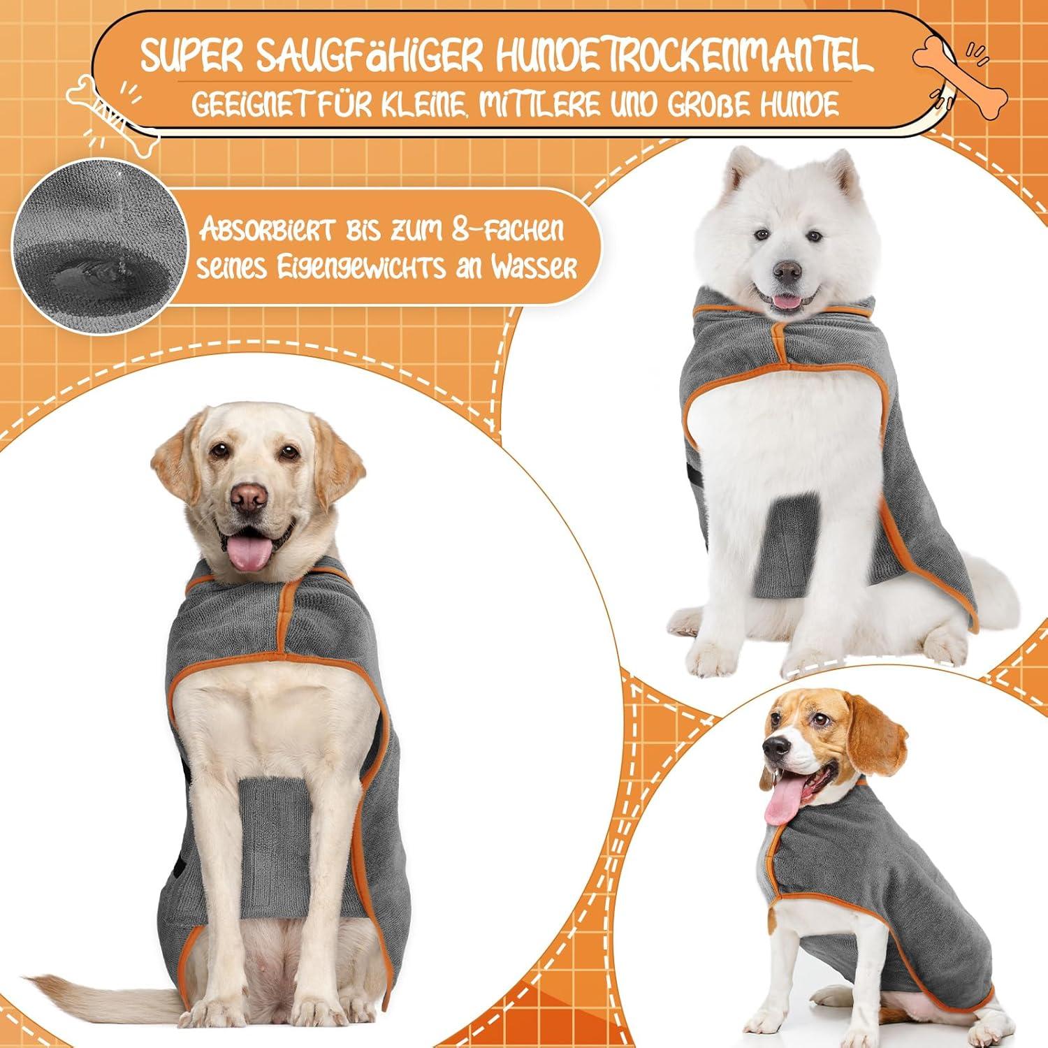 Hundebademantel Mikrofaser Saugfähig Trocknender Verstellbare Träger