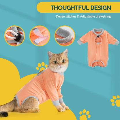 Katzenbody Erholungsanzug Modal Recovery Kastration Spay Leckschutz S-Coral S