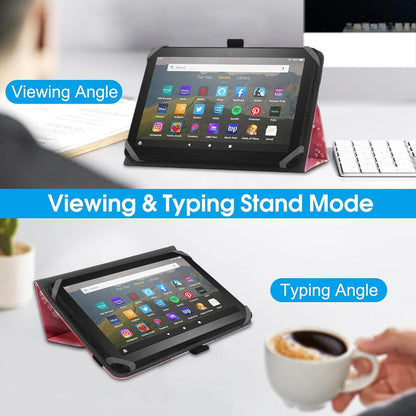 Universal Hülle für 7-8 Zoll Tabletten Fire HD 8 & Fire HD 8 Plus 2020/2022 - Ständer Folio Handschlaufe Schutzhülle - Rosa Marmor