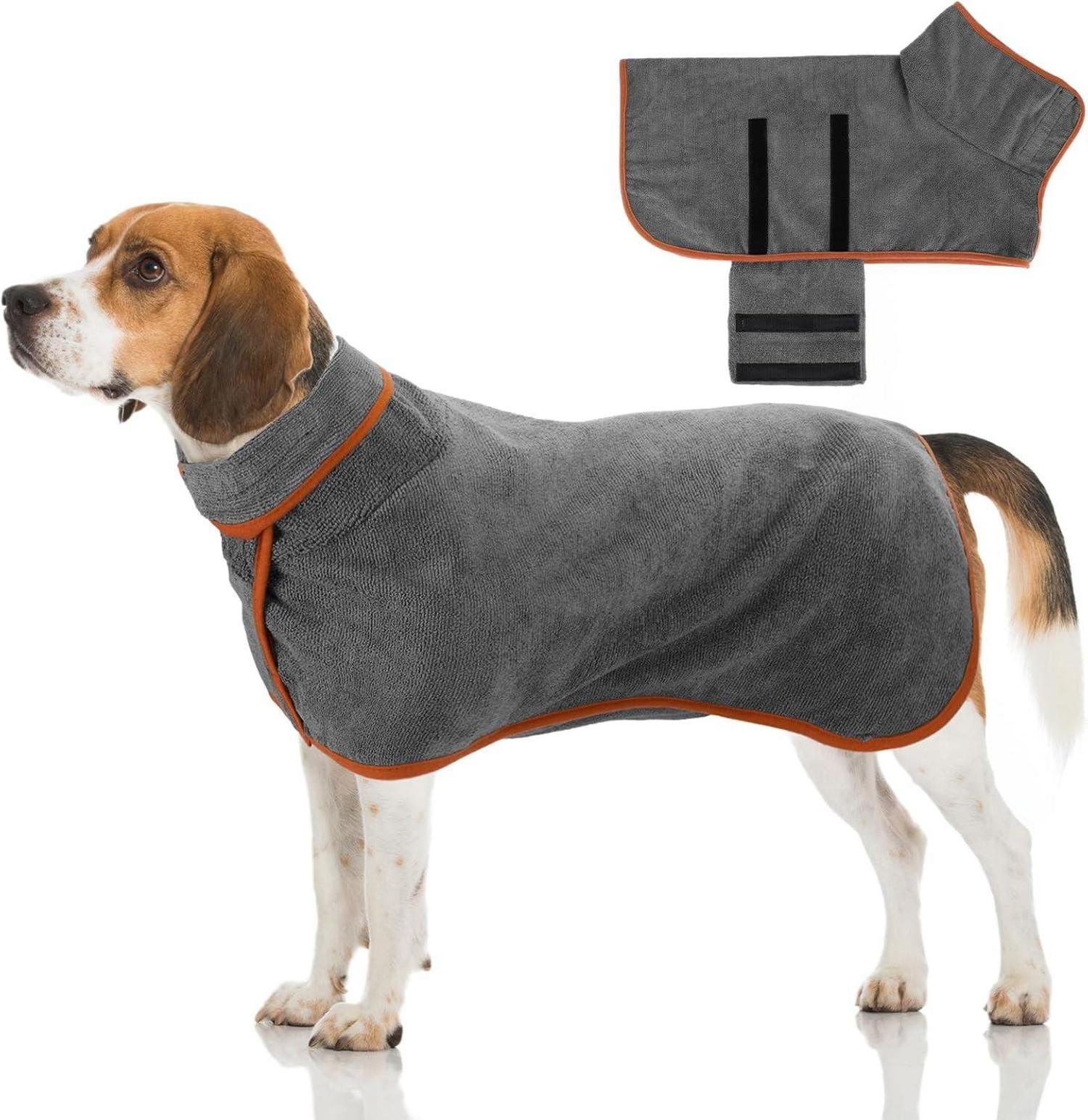 Hundebademantel Mikrofaser Saugfähig Trocknend Verstellbar Bademantel