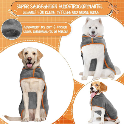 Hundebademantel Mikrofaser Saugfähig Trocknend Verstellbar Bademantel