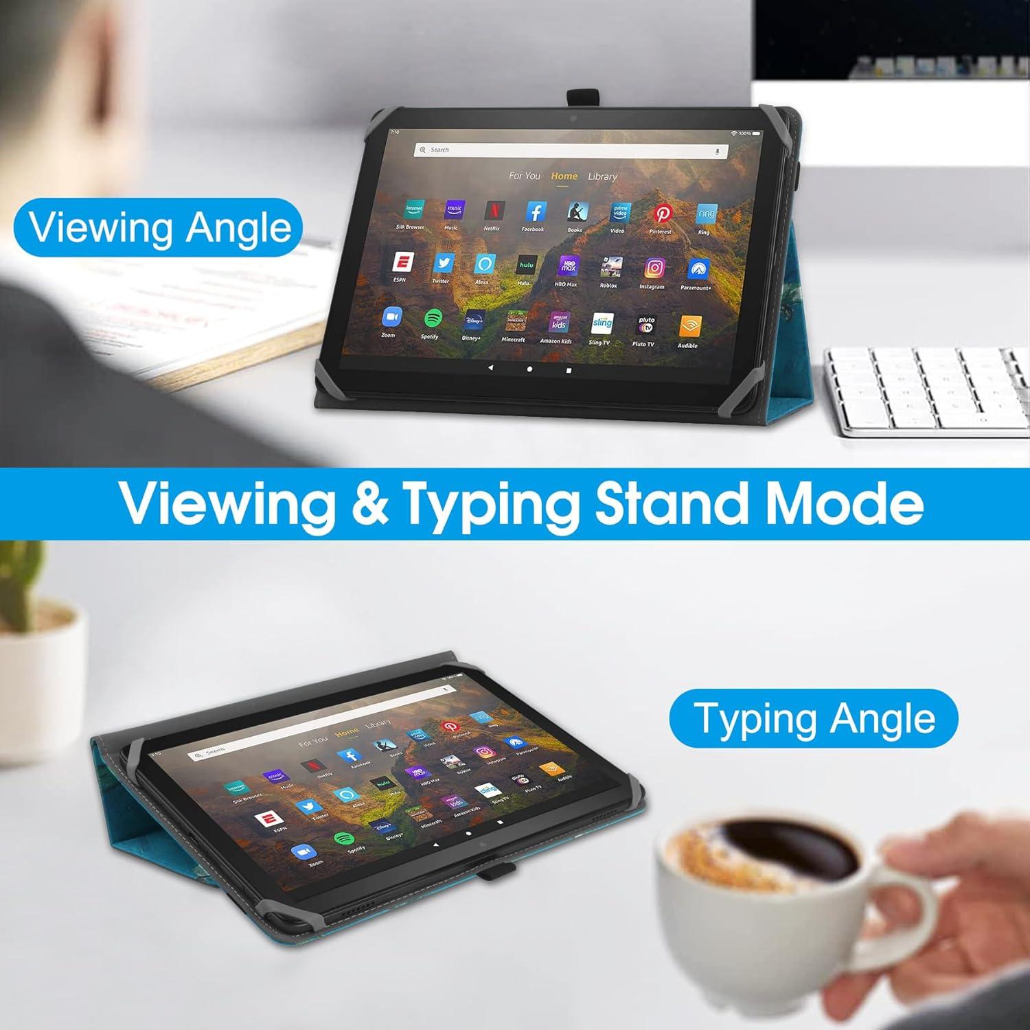 HoYiXi Tablettenhülle für 9-10,1 Zoll Fire HD 10/10 Plus (2021/2023), Ständer, Handschlaufe, Schutzhülle - Blume