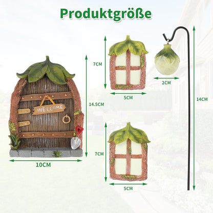 EDWINENE Feentür und Fenster Set für Gartendekoration
