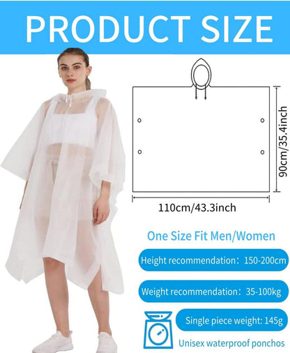 Gerhannery Schwarzer Regenponcho 2er Set Festival