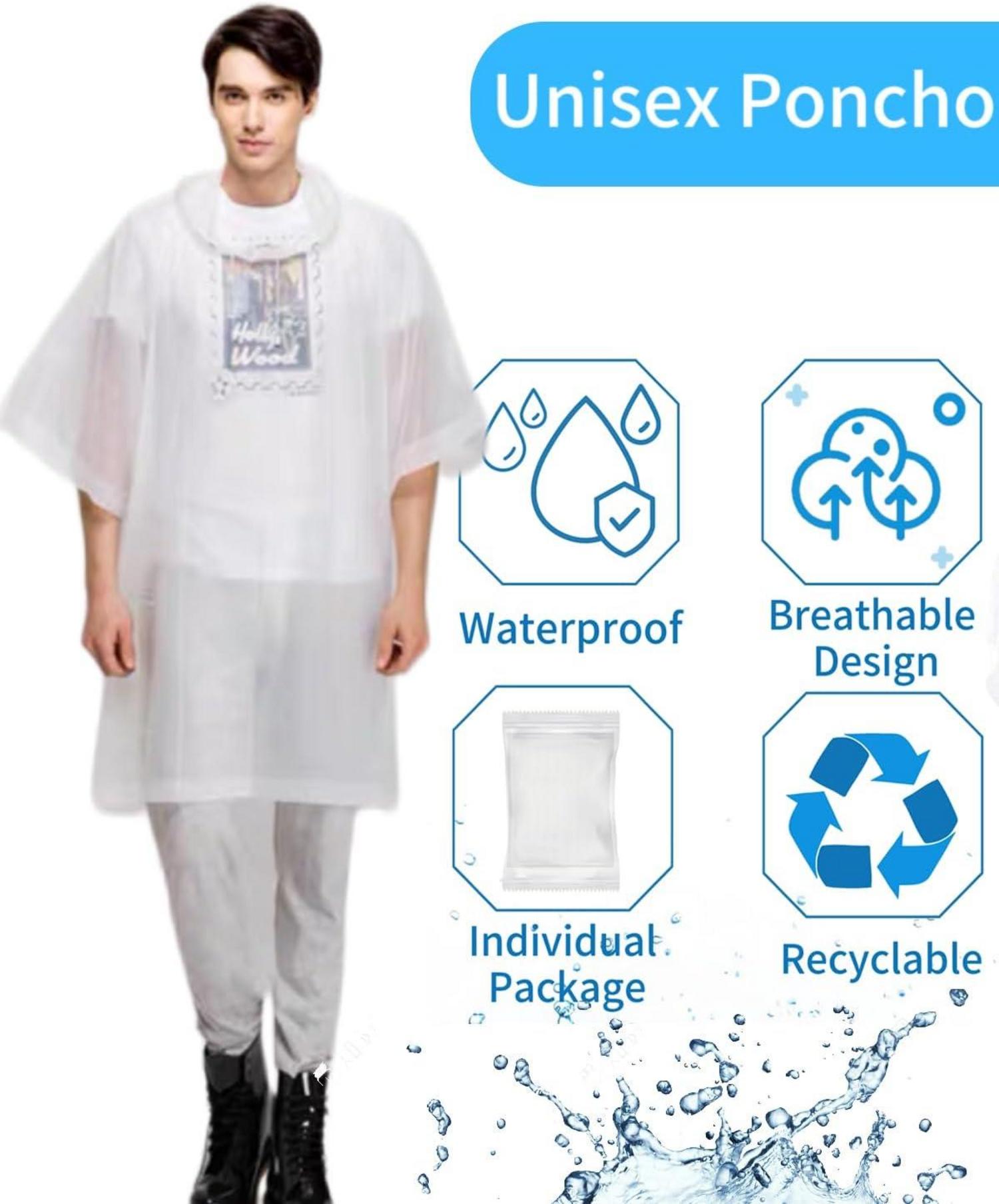 Gerhannery Festival Regenponcho Schwarz Wasserdicht 2er Set