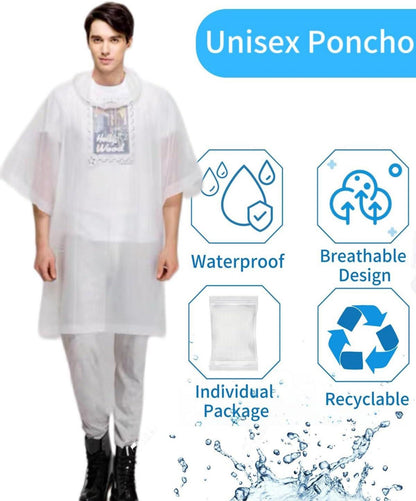 Gerhannery Festival Regenponcho Schwarz Wasserdicht 2er Set
