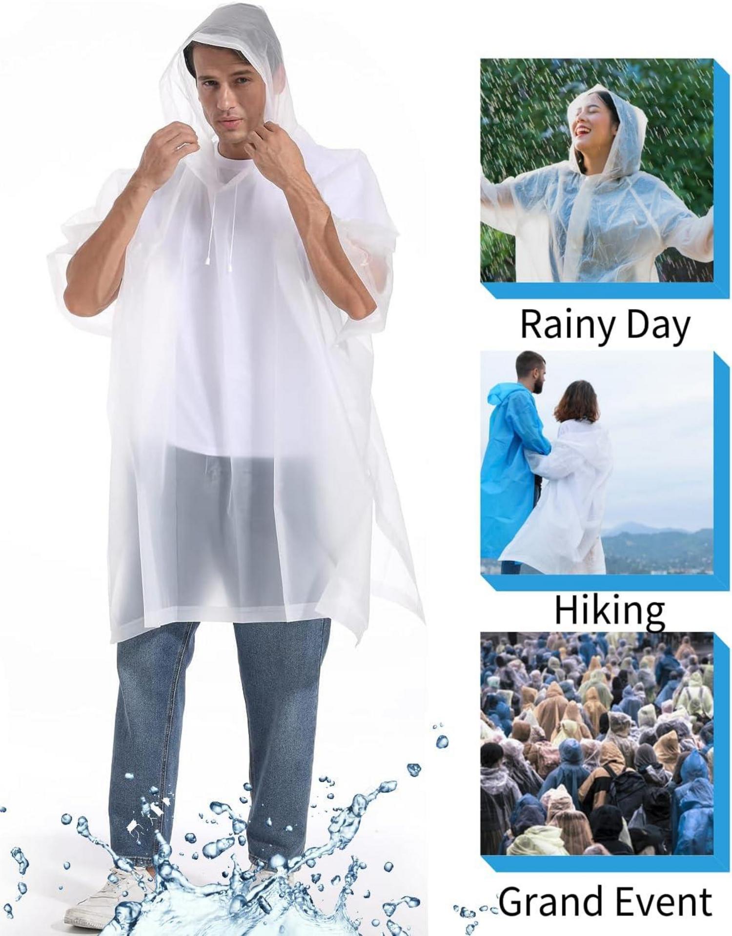 Schwarzer Regenponcho 2er Set wiederverwendbar Festival Wasserdicht