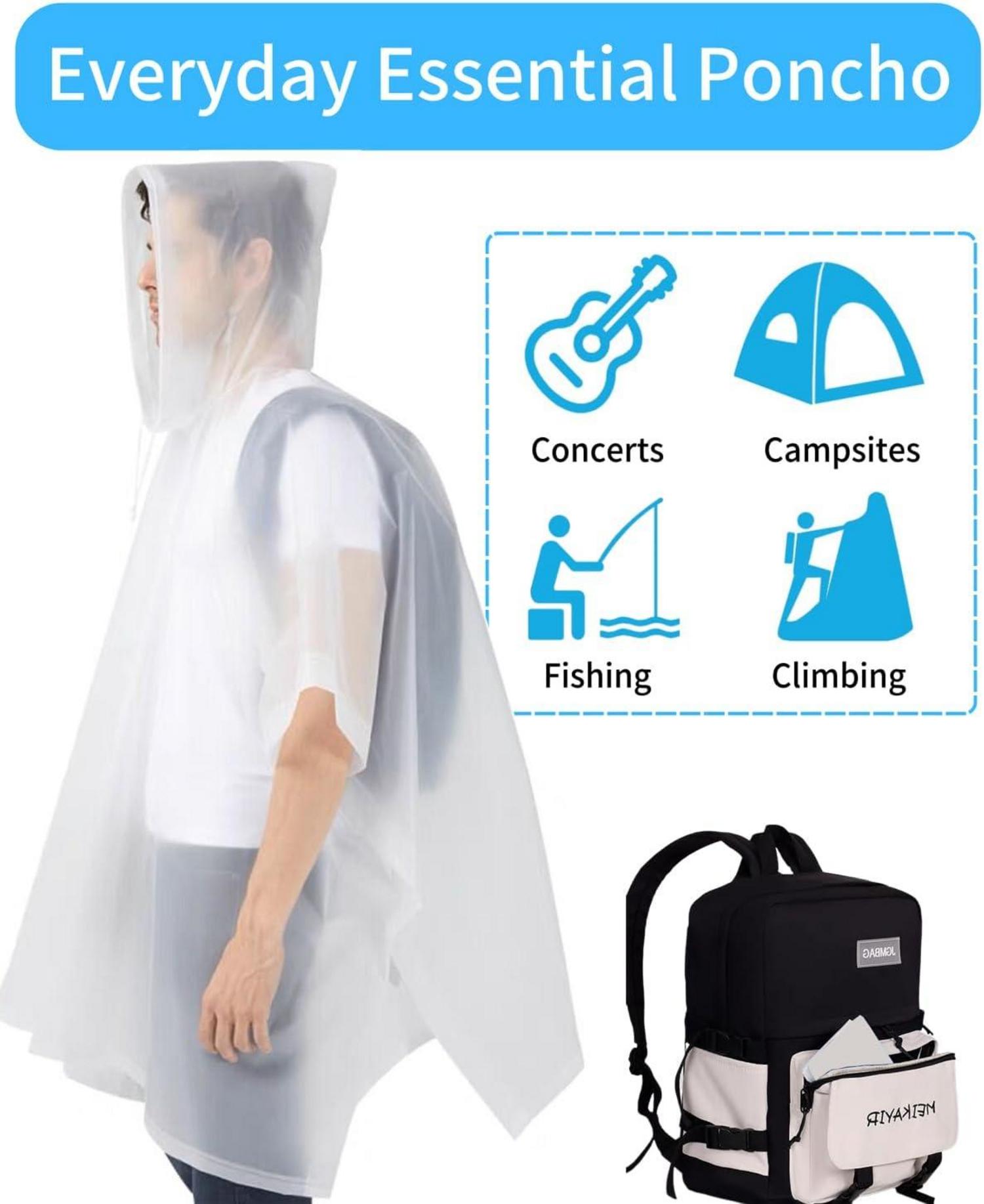 Regenponcho Schwarz Wasserdicht Wiederverwendbar Herren Damen