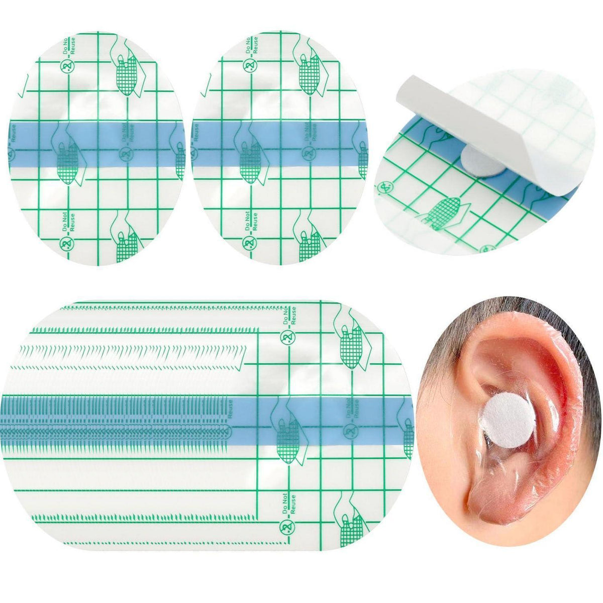 60x Wasserdichte Ohr Patches - Schutz beim Schwimmen & Duschen