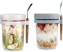 2er Pack Overnight Oats Einmachgläser 350ml mit Deckel Löffel
