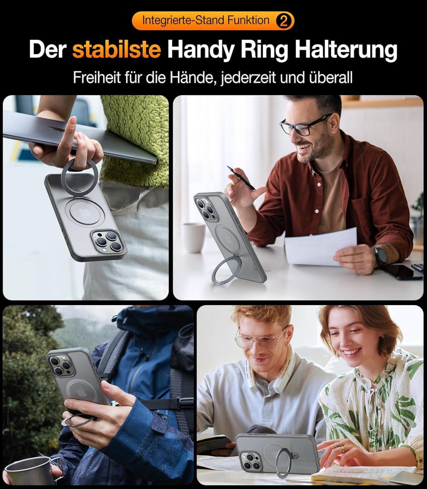 TORRAS Ostand iPhone 15 Pro Max Hülle MagSafe Militärschutz Grau