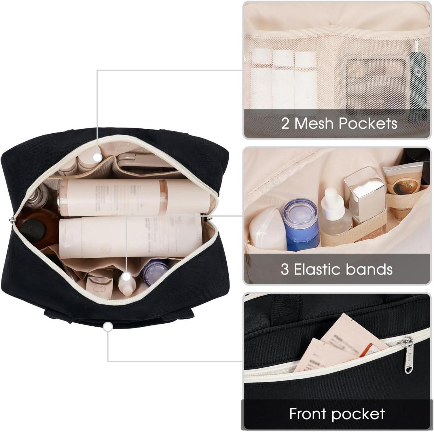 Narwey Große Kulturtasche Damen Schwarz Makeup Organizer