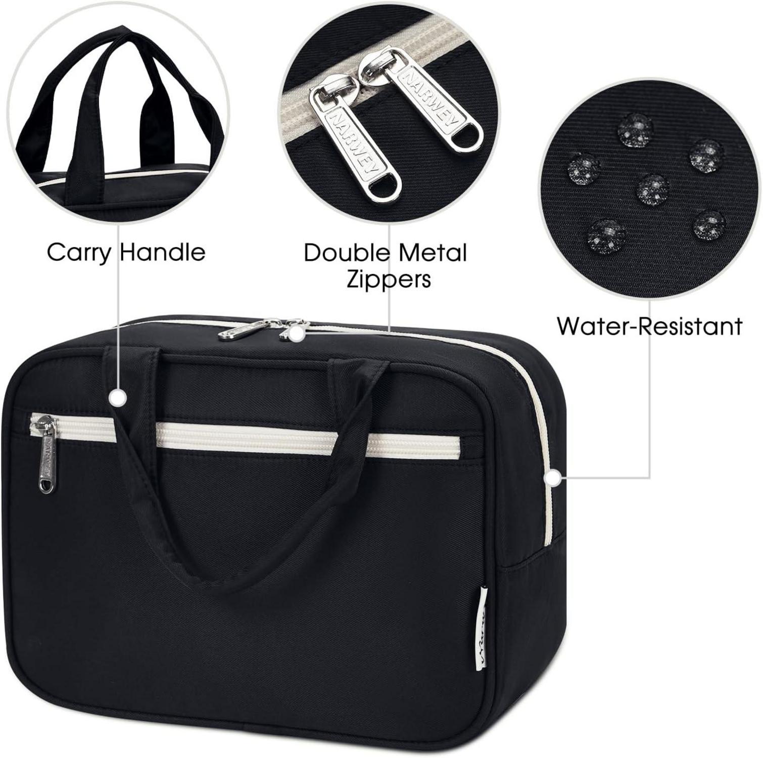 Narwey Kulturtasche Damen Schwarz XL Reise Make-up Organizer Große