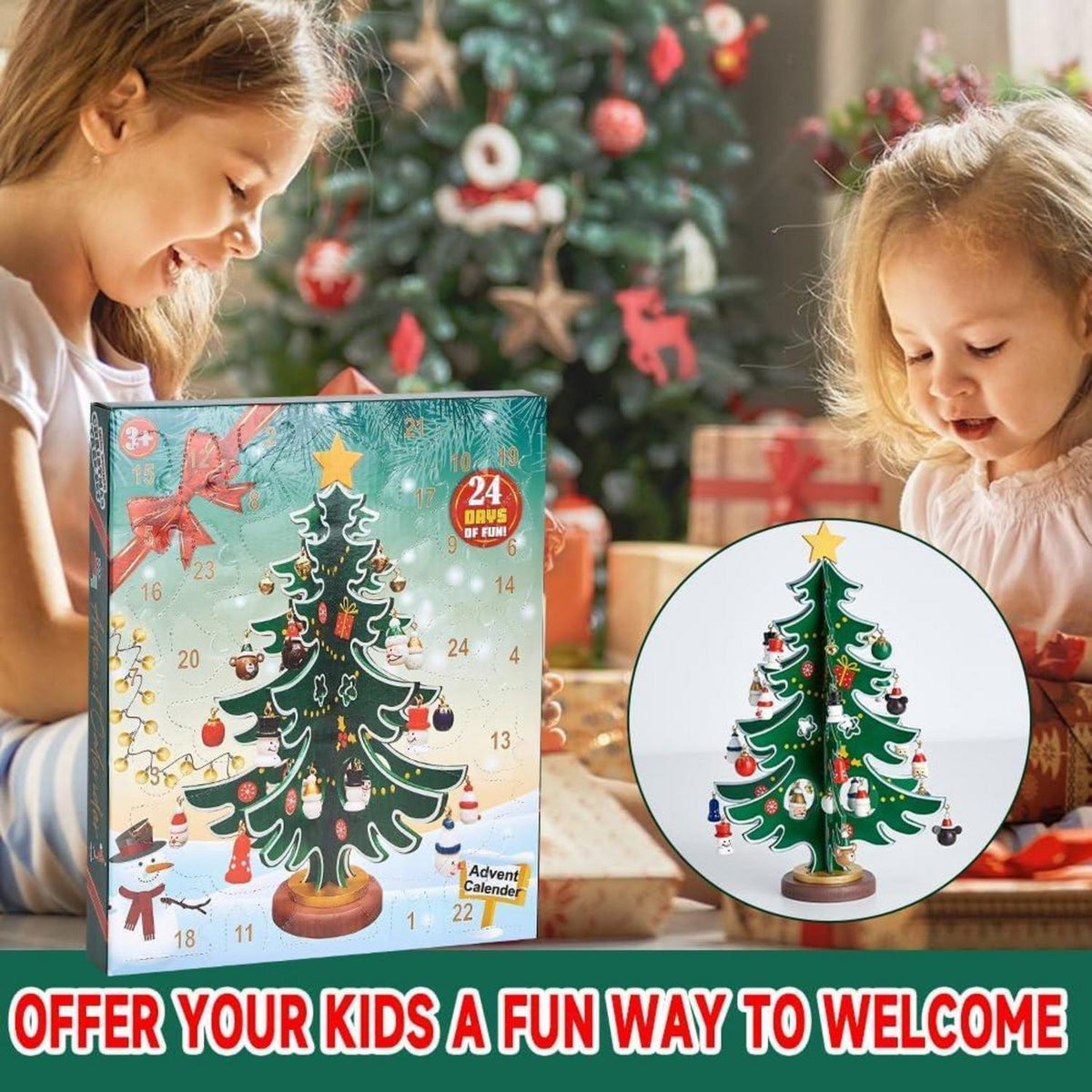 DIY Adventskalender Kinder mit Mini Weihnachtsbaum & 30 Anhängern