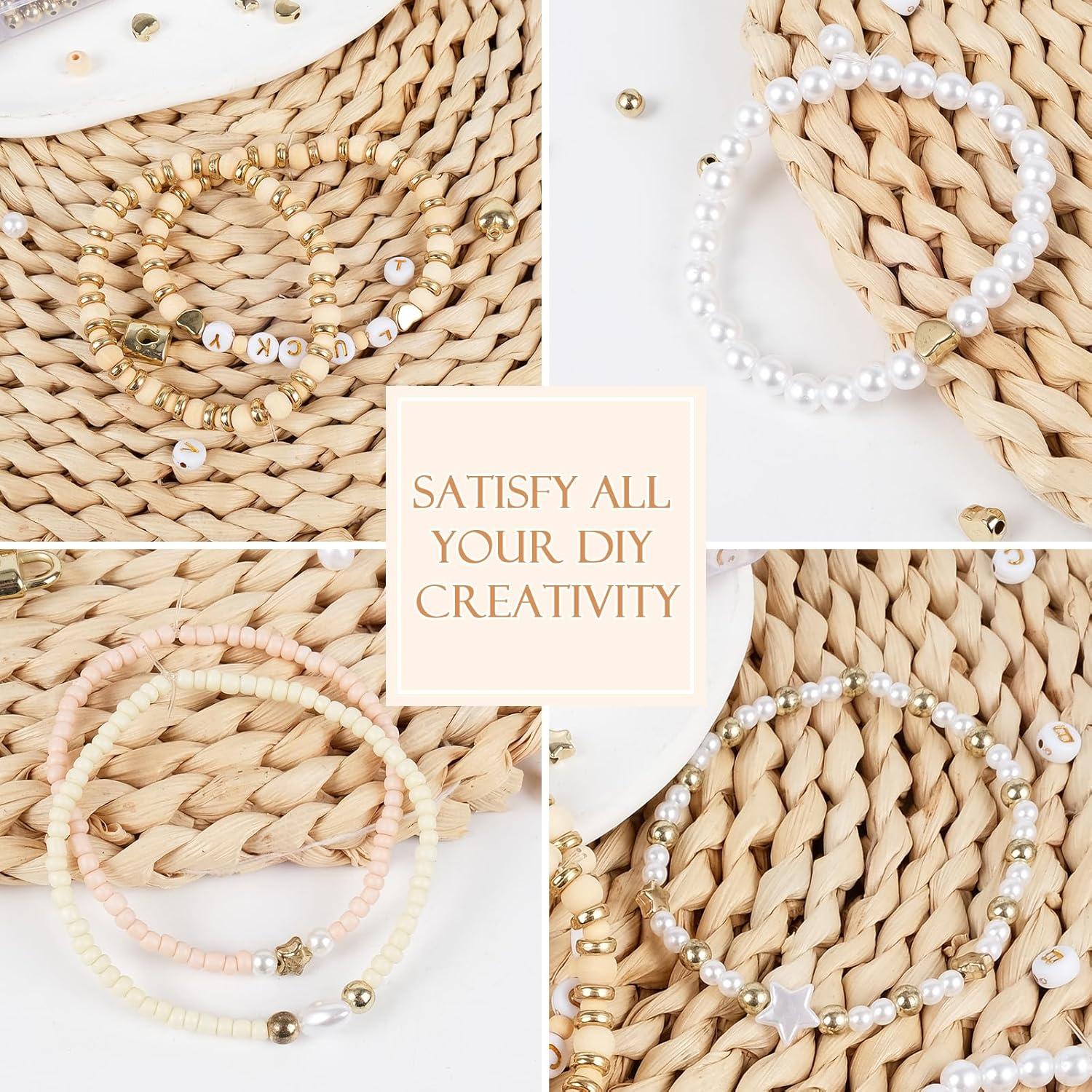 Perlenset Armbänder 24 Bunte Glasperlen Auffädeln DIY Bracelet Kit Bunt
