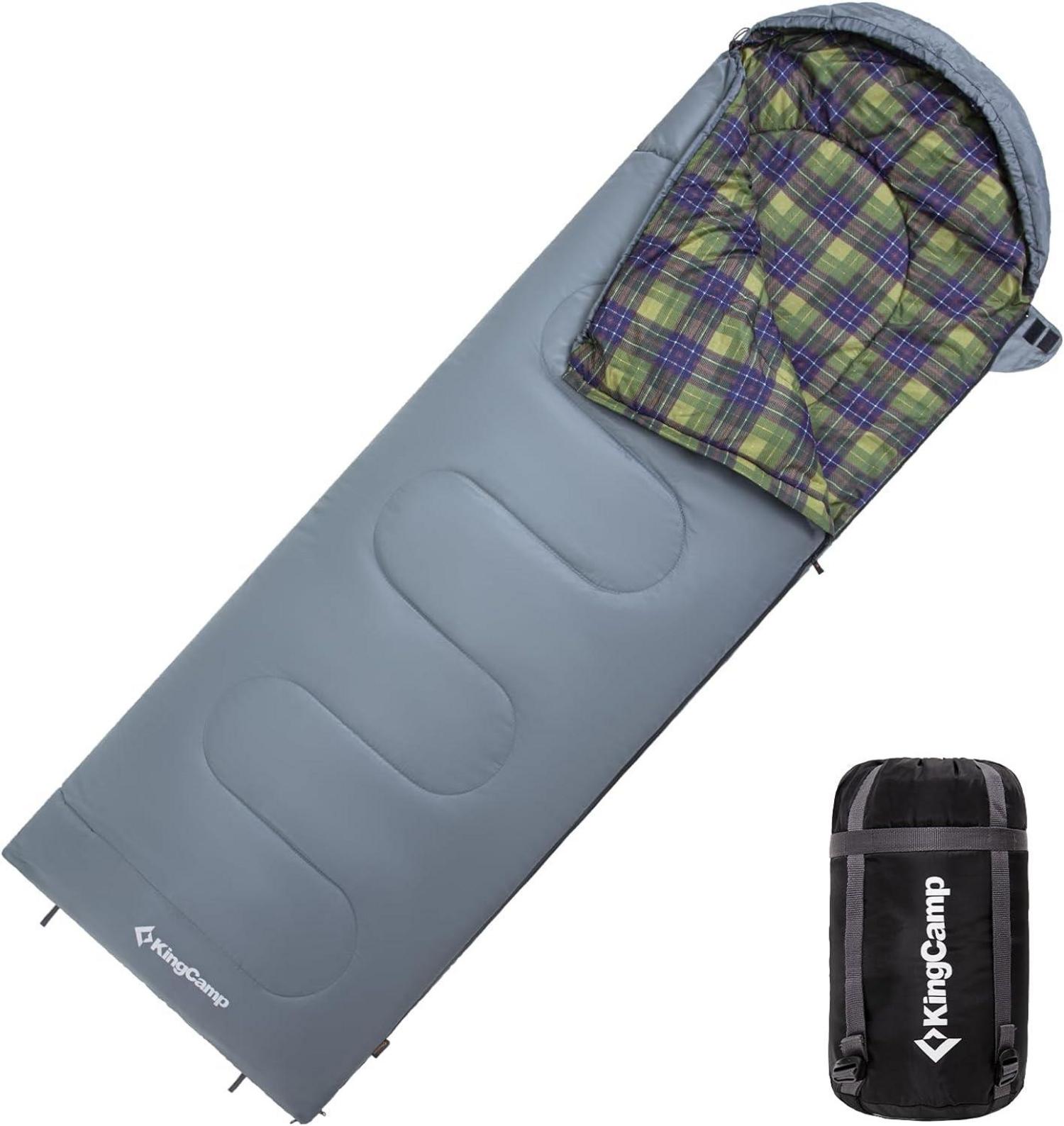 Vielseitiger KingCamp Schlafsack für Outdoor Camping 220×75cm Grau
