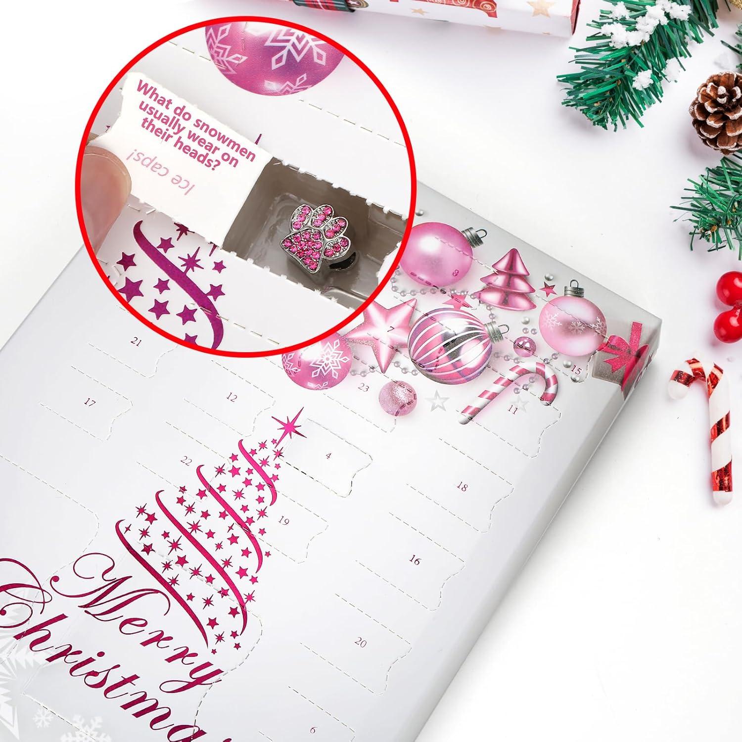 MJARTORIA Adventskalender 2024 für Mädchen - DIY Schmuck Set - 24 Überraschungen, Rosa