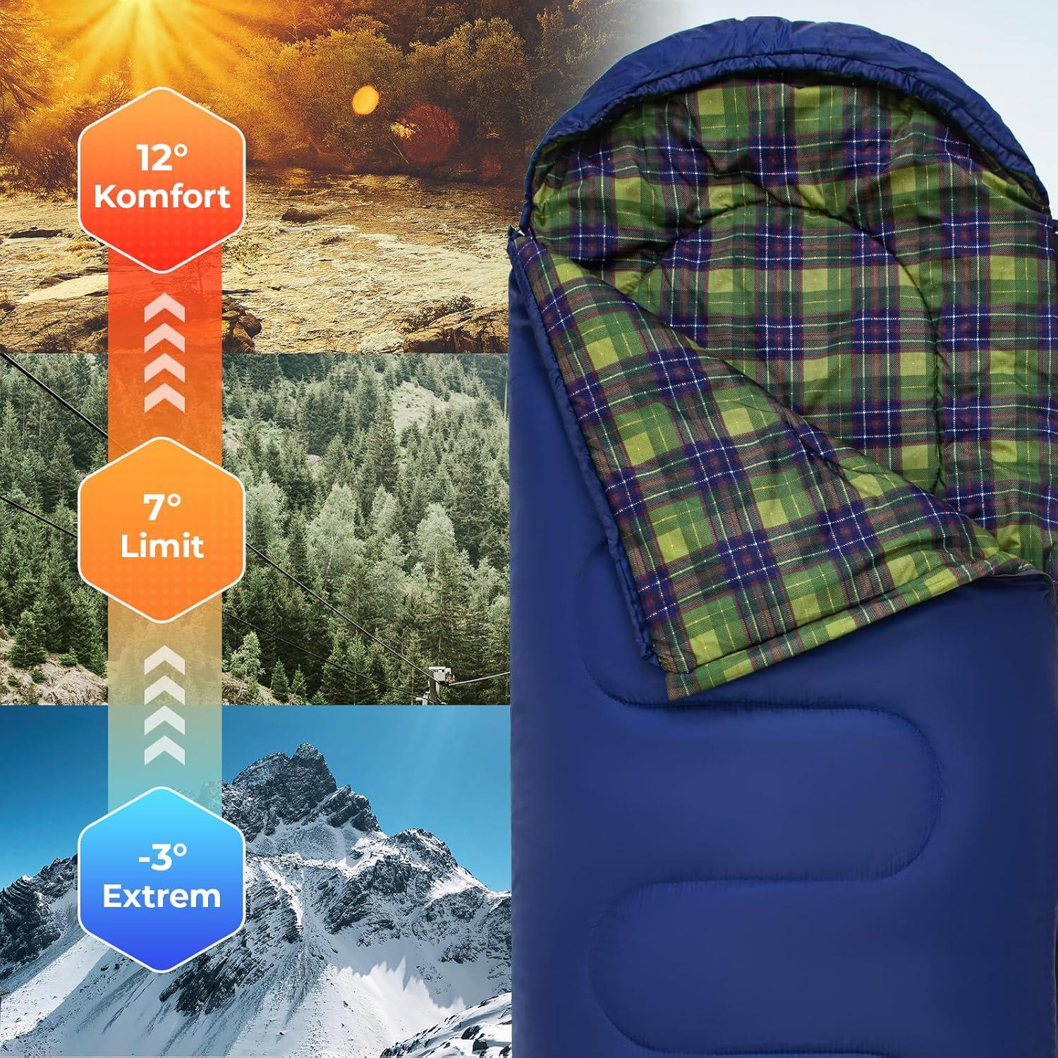 Vielseitiger Schlafsack für Outdoor Camping Blau 220×75cm