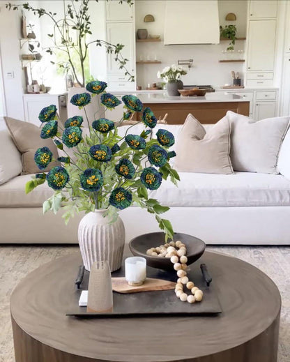 Künstliche Mohnblume 3er Set Deko Blumengesteck Kunstblumen 70cm Ø 7cm